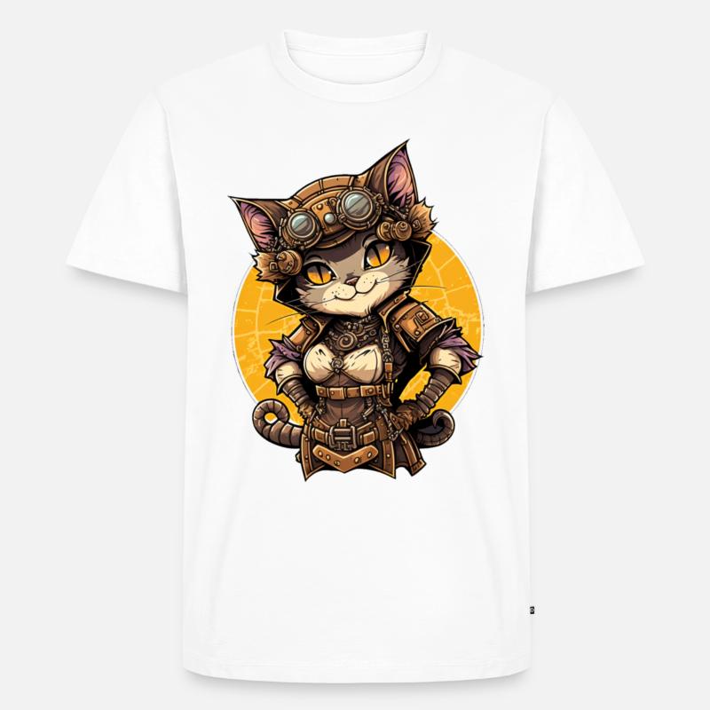 Steampunk Katze - Männer Premium Bio T-Shirt - undefined