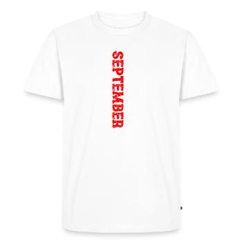 2020 Septembre Édition Limitée 3ème Décoration Anniversaire - T-shirt Premium bio Homme - blanc - Devant - Nico (187cm)