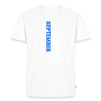 2014 Septembre Edition Limitée Décoration du 9ème anniversaire - T-shirt Premium bio Homme - blanc - Devant - Nico (187cm)