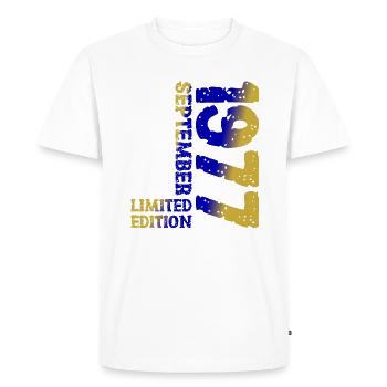 1977 Septembre Édition Limitée 46th Birthday Décoration - T-shirt Premium bio Homme - blanc - Devant - Nico (187cm)