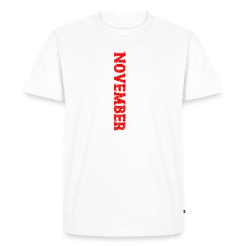 2020 novembre édition limitée 3ème anniversaire Décoration - T-shirt Premium bio Homme - blanc - Devant - Nico (187cm)