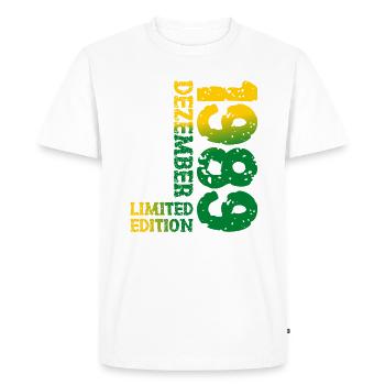1989 December Limited Edition 34th Birthday Decoration - Men's Premium Organic T-Shirt - white - Front - Nico (187cm)