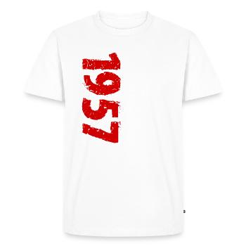 1957 édition limitée anniversaire cadeau femme mari - T-shirt Premium bio Homme - blanc - Devant - Nico (187cm)