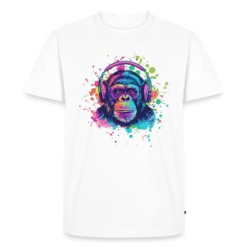 Singe Avec Casque Décoration Femme Cadeau Homme - T-shirt Premium bio Homme - blanc - Devant - Nico (187cm)
