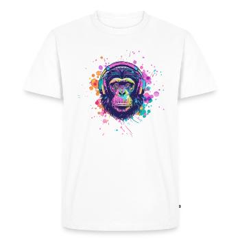 Singe Avec Casque Décoration Femme Cadeau Homme - T-shirt Premium bio Homme - blanc - Devant - Nico (187cm)