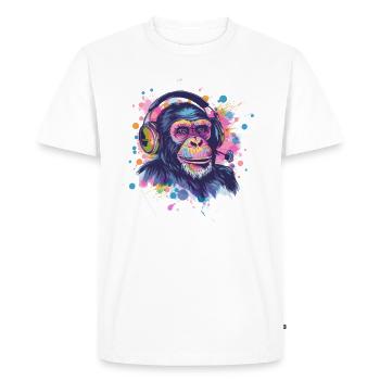 Singe Avec Casque Décoration Femme Cadeau Homme - T-shirt Premium bio Homme - blanc - Devant - Nico (187cm)