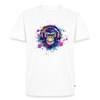 Singe Avec Casque Décoration Femme Cadeau Homme - T-shirt Premium bio Homme - blanc - Devant - Nico (187cm)