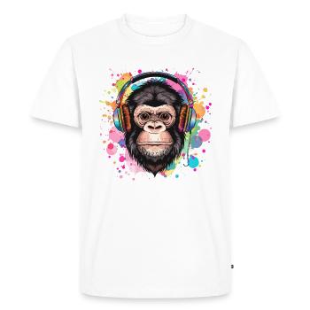Singe Avec Casque Décoration Femme Cadeau Homme - T-shirt Premium bio Homme - blanc - Devant - Nico (187cm)