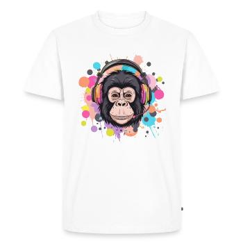 Singe avec casque Décoration femme Cadeau pour homme - T-shirt Premium bio Homme - blanc - Devant - Nico (187cm)