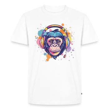 Singe Avec Casque Décoration Femme Cadeau Homme - T-shirt Premium bio Homme - blanc - Devant - Nico (187cm)