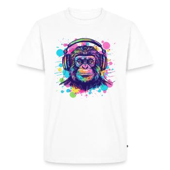 Singe avec casque Décoration femme Cadeau pour homme - T-shirt Premium bio Homme - blanc - Devant - Nico (187cm)