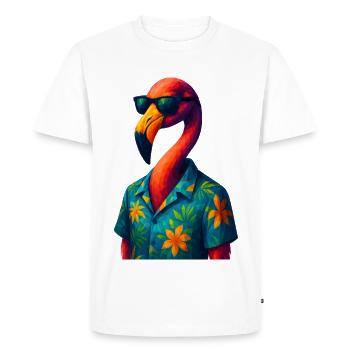 WPAP Style Animals - Flamant rose avec lunettes de soleil - T-shirt Premium bio Homme - blanc - Devant - Nico (187cm)
