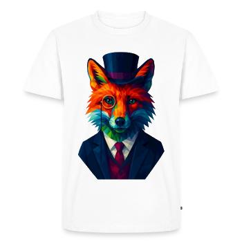 WPAP Style Animals - Renard Élégant Costume Monocle - T-shirt Premium bio Homme - blanc - Devant - Nico (187cm)