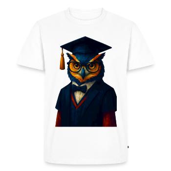 WPAP Style Animal - Owl in Professor Outfit Bow Tie - Men's Premium Organic T-Shirt - white - Front - Nico (187cm)