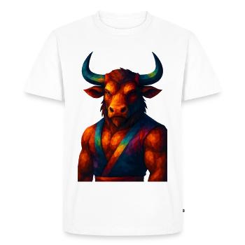 Animaux de style WPAP - Minotaure en pose - T-shirt Premium bio Homme - blanc - Devant - Nico (187cm)