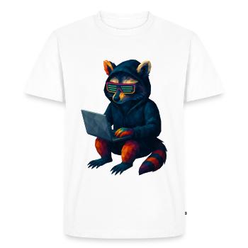WPAP Style Animals - Techno Raton laveur avec sweat à capuche - T-shirt Premium bio Homme - blanc - Devant - Nico (187cm)