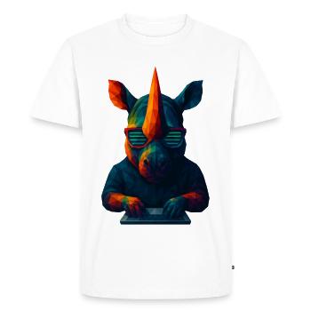 WPAP Style Animals - Techno Rhino avec lunettes de soleil - T-shirt Premium bio Homme - blanc - Devant - Nico (187cm)