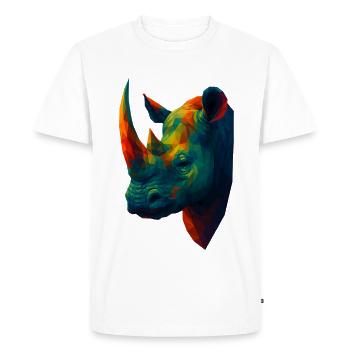 Animaux de style WPAP - Portrait de rhinocéros - T-shirt Premium bio Homme - blanc - Devant - Nico (187cm)