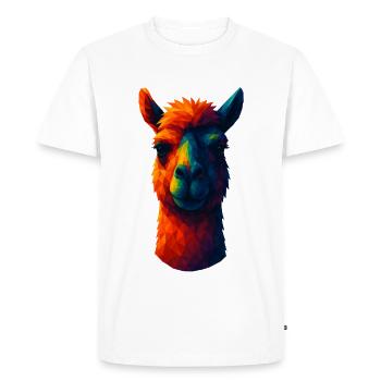 Animaux de style WPAP - Alpaga, Portrait de lama - T-shirt Premium bio Homme - blanc - Devant - Nico (187cm)