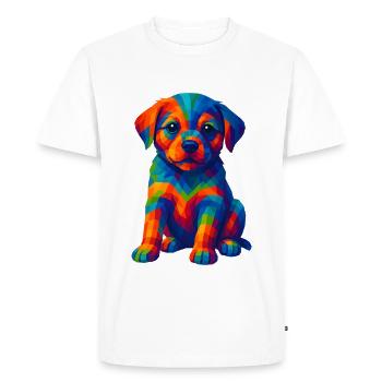 WPAP Polygon Style Animaux - Portrait de chiot de chien - T-shirt Premium bio Homme - blanc - Devant - Nico (187cm)