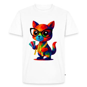 WPAP Polygon Kawaii Animals Baby Cat Seamstress - Men's Premium Organic T-Shirt - white - Front - Nico (187cm)