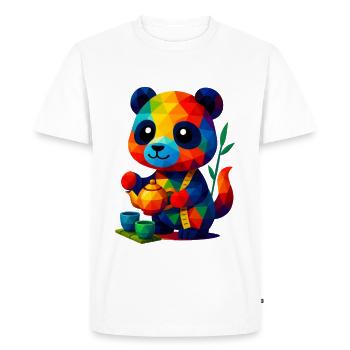 WPAP Polygon Kawaii Style Animals Baby Panda Teacup - Men's Premium Organic T-Shirt - white - Front - Nico (187cm)