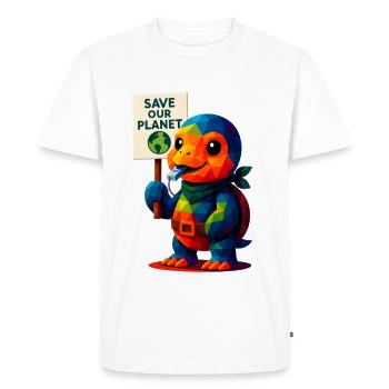 WPAP Polygon Kawaii Style Animals Baby Turtle - Men's Premium Organic T-Shirt - white - Front - Nico (187cm)