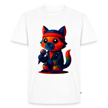 WPAP Polygon Kawaii Style Animaux Bébé Loup Chanteur - T-shirt Premium bio Homme - blanc - Devant - Nico (187cm)