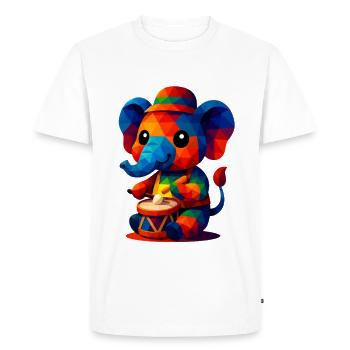 WPAP Polygon Kawaii Animal Style Baby Elephant Drum - Men's Premium Organic T-Shirt - white - Front - Nico (187cm)