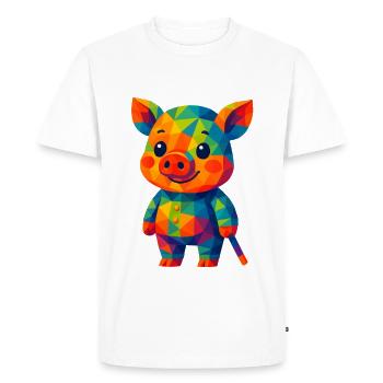 WPAP Polygon Kawaii Style Animals Baby Pig - Men's Premium Organic T-Shirt - white - Front - Nico (187cm)