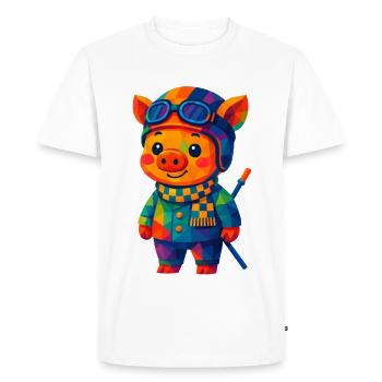Polygon Kawaii Style Animals Baby Racer Pig - Men's Premium Organic T-Shirt - white - Front - Nico (187cm)