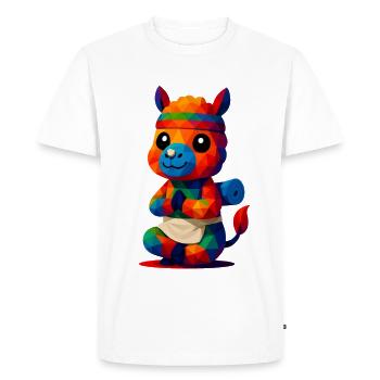 WPAP Polygon Kawaii Style Animaux Bébé Alpaga Yoga - T-shirt Premium bio Homme - blanc - Devant - Nico (187cm)