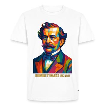WPAP Polygon Portrait Johann Strauss (père) - T-shirt Premium bio Homme - blanc - Devant - Nico (187cm)