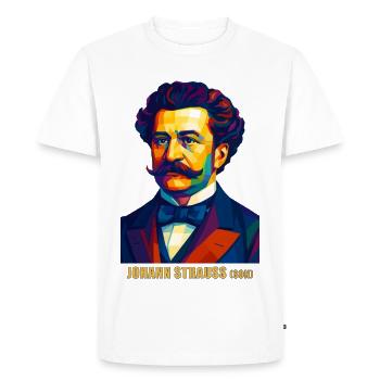 Portrait polygonal WPAP Johann Strauss (fils) - T-shirt Premium bio Homme - blanc - Devant - Nico (187cm)