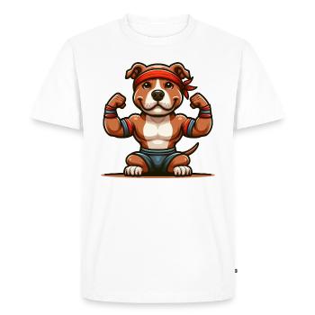 Pitbull The Body Builder - Men's Premium Organic T-Shirt - white - Front - Nico (187cm)
