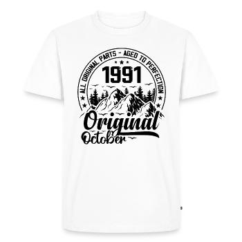 1991 October Original: 33 Years Anniversary Gift - Men's Premium Organic T-Shirt - white - Front - Nico (187cm)