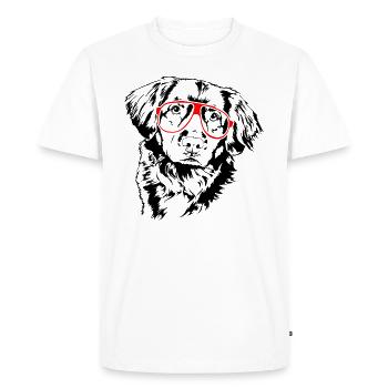 NOUVELLE-ÉCOSSE CANARD TOLLING RETRIEVER Lunettes Wilsigns - T-shirt Premium bio Homme - blanc - Devant - Nico (187cm)