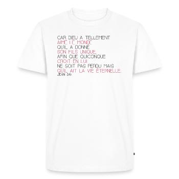 Jean 3 16 - T-shirt Premium bio Homme - blanc - Devant - Nico (187cm)