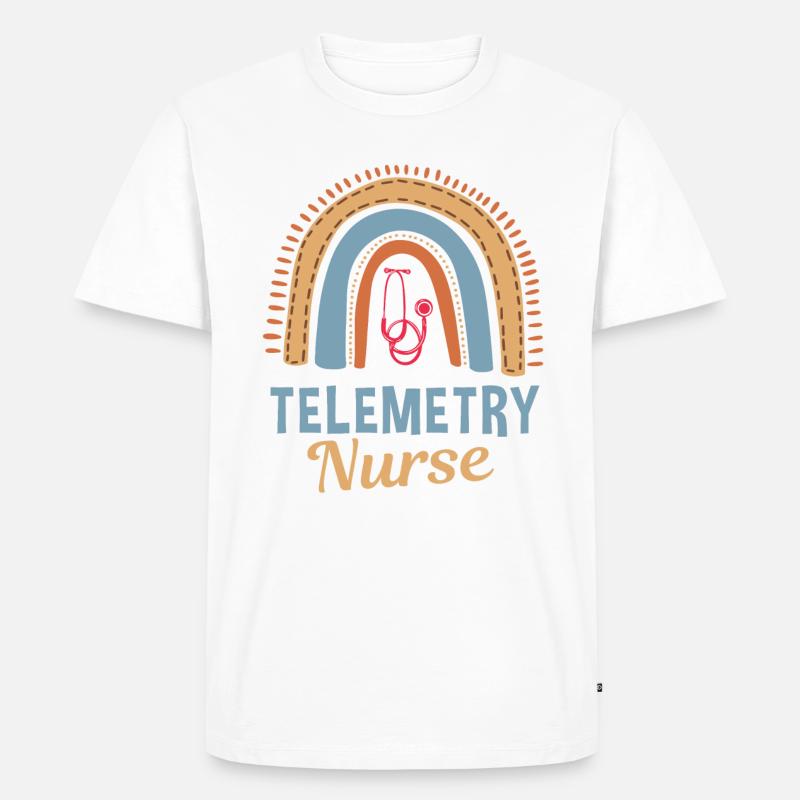 Telemetry Krankenschwester Regenbogen - Männer Premium Bio T-Shirt - Weiß