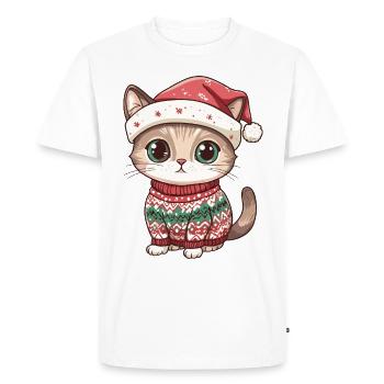 Bande dessinée de Noël de chat - T-shirt Premium bio Homme - blanc - Devant - Nico (187cm)