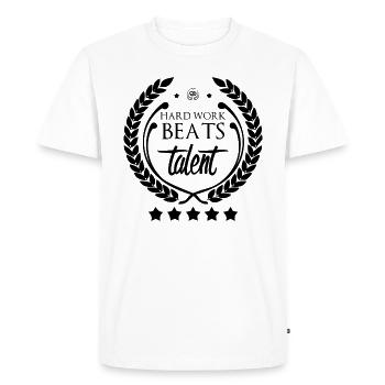 HARD WORK BEATS TALENT - Men's Premium Organic T-Shirt - white - Front - Nico (187cm)
