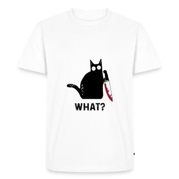 Chat tueur drôle Quoi - T-shirt Premium bio Homme - blanc - Devant - Nico (187cm)