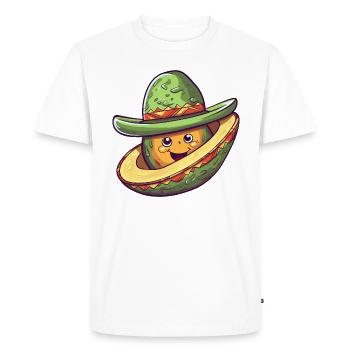 Avocado with Mexican sombrero hat - Men's Premium Organic T-Shirt - white - Front - Nico (187cm)