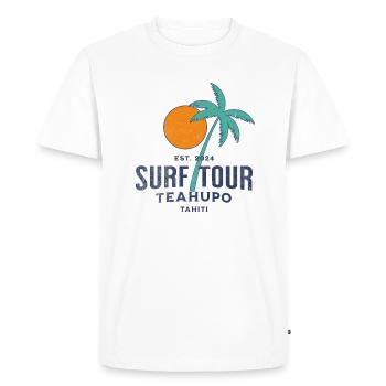 Surf tour Teahupoo Tahiti - Men's Premium Organic T-Shirt - white - Front - Nico (187cm)