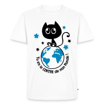 Chat noir mignon humour, pour dire je t'aime ! - T-shirt Premium bio Homme - blanc - Devant - Nico (187cm)