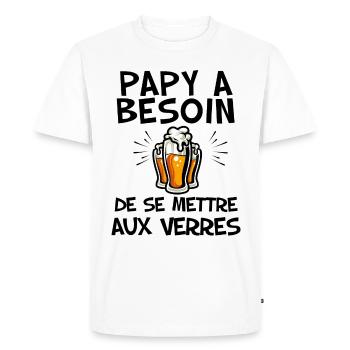 Papy Apéro Humour Jardin Et Bière - T-shirt Premium bio Homme - blanc - Devant - Nico (187cm)
