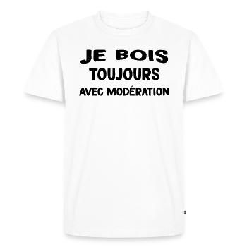 Je Bois Toujours Avec Modération Cadeau Apéro - T-shirt Premium bio Homme - blanc - Devant - Nico (187cm)