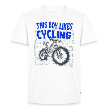 Boy Likes Bicycle Outdoor Sports Cycling - Men's Premium Organic T-Shirt - white - Front - Nico (187cm)
