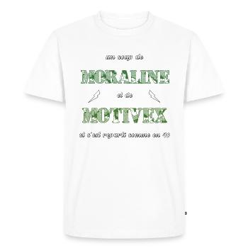 Un coup de motivex et de moraline - T-shirt Premium bio Homme - blanc - Devant - Nico (187cm)