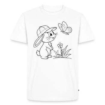 Lapin lapin avec casquette - T-shirt Premium bio Homme - blanc - Devant - Nico (187cm)